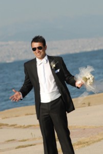 Newlywed Groom on Beach