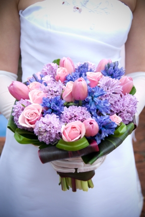 Spring Wedding Flowers Anemone Lilacs Bells of Ireland Narcissus