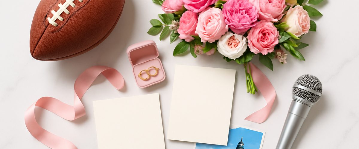 Sparkling wedding rings on a white surface representing the Taylor Swift Kelce name change question ahead of their 2026 wedding
